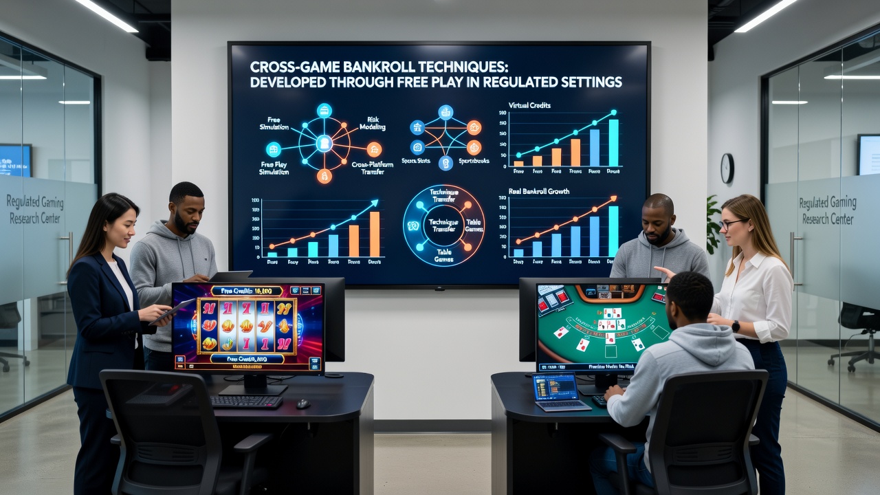 Split screen showing free play interface transitioning to real money casino dashboard