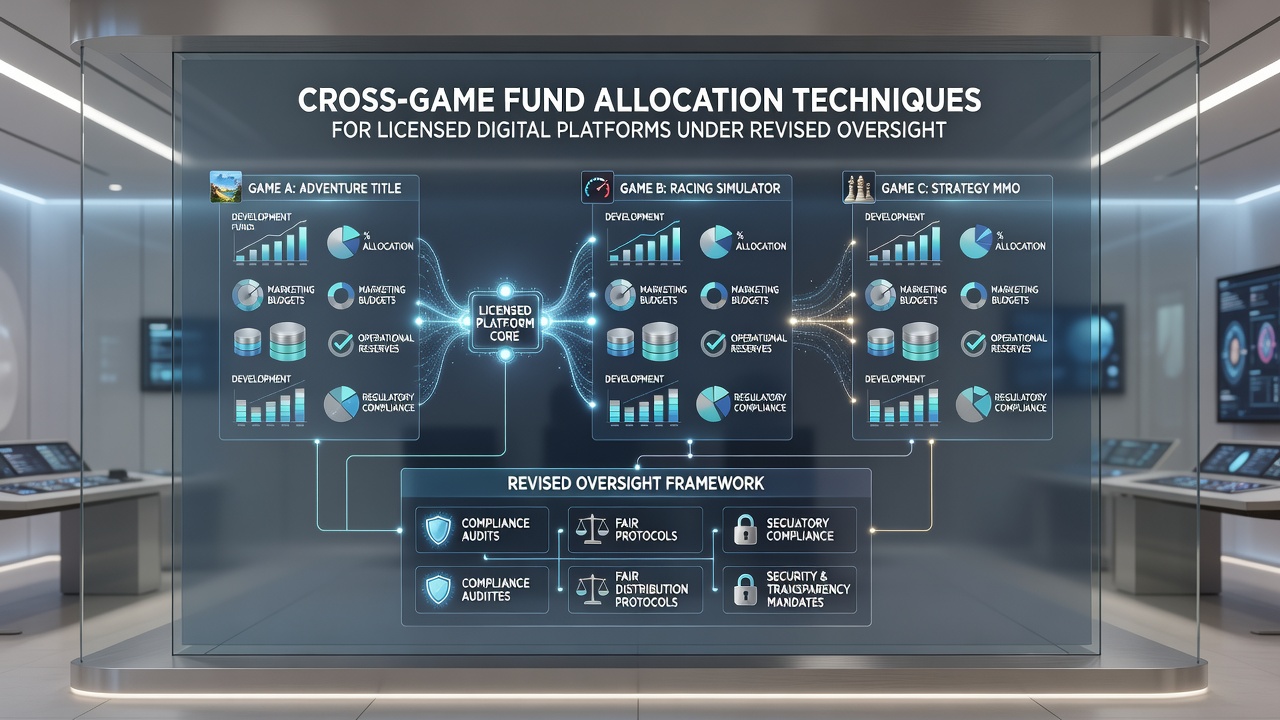 Regulatory dashboard displaying cross-game fund tracking metrics on a licensed digital platform