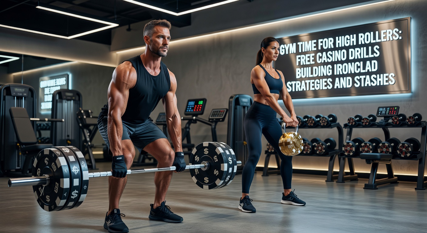 High roller at a virtual casino training station, simulating high-stakes blackjack with chips flying and screens glowing