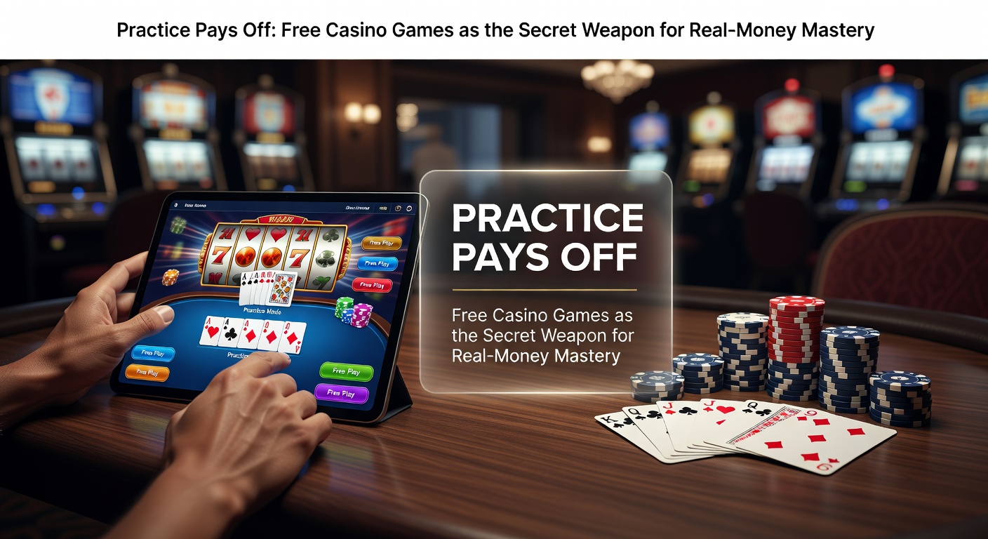 Player honing skills on a free casino slot machine interface, chips and reels glowing on screen