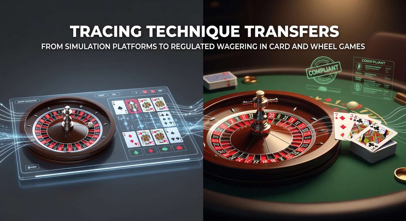 Simulation platforms showing card and wheel game interfaces transitioning to real regulated environments